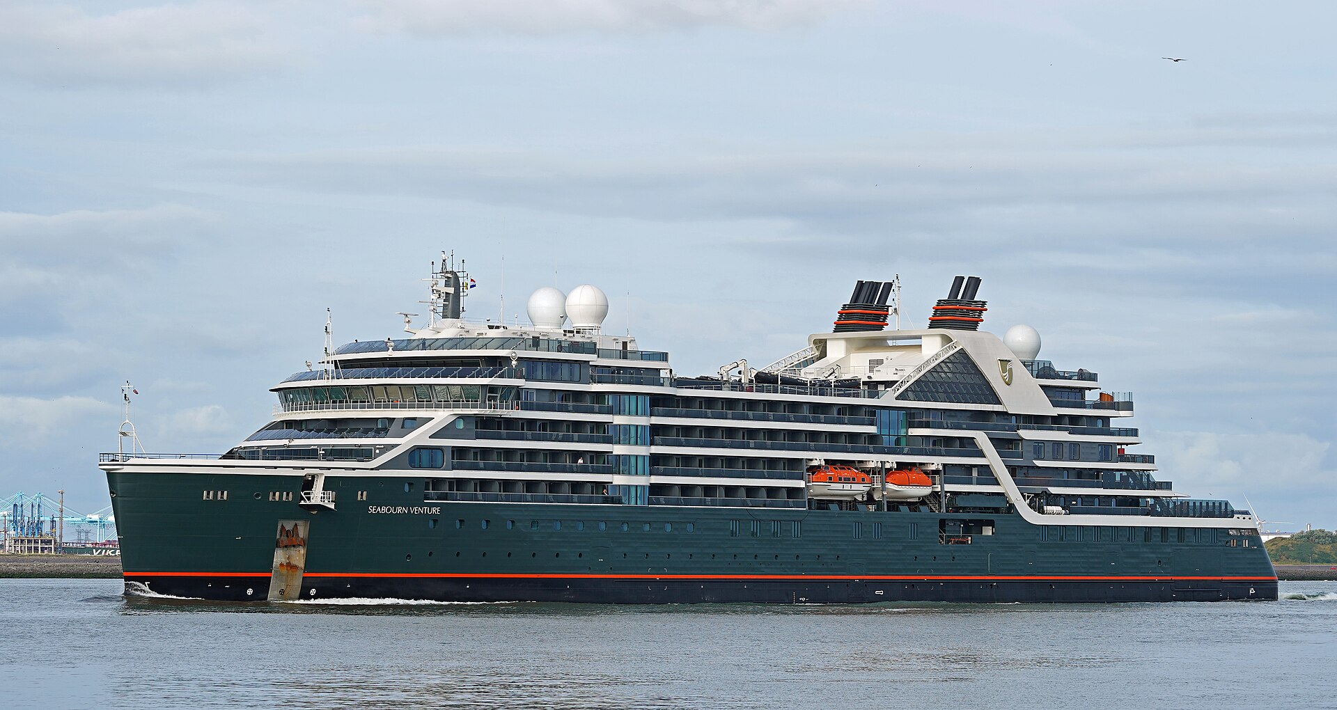 The expedition ship Seabourn Venture at sea