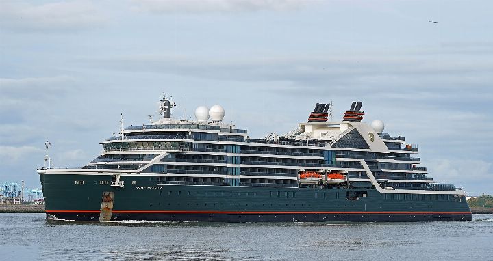 The expedition ship Seabourn Venture at sea